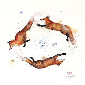 FOX Whimsical Animal Print from Original Watercolor Painting by Dean Crouser