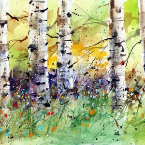 ASPEN BIRCH TREE Watercolor Print by Dean Crouser