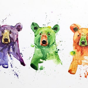 THREE BEARS Watercolor Bear Print by Dean Crouser