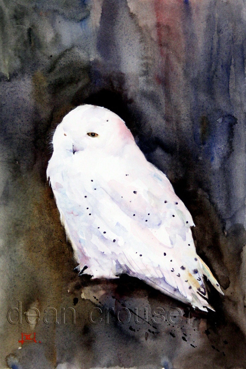 SNOWY OWL Watercolor Print by Dean Crouser