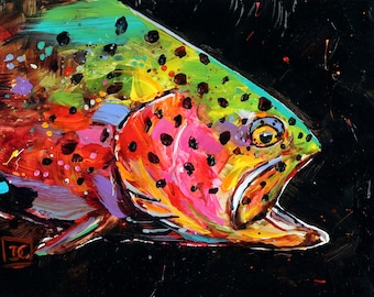 TROUT Abstract Colorful Fish print by Dean Crouser