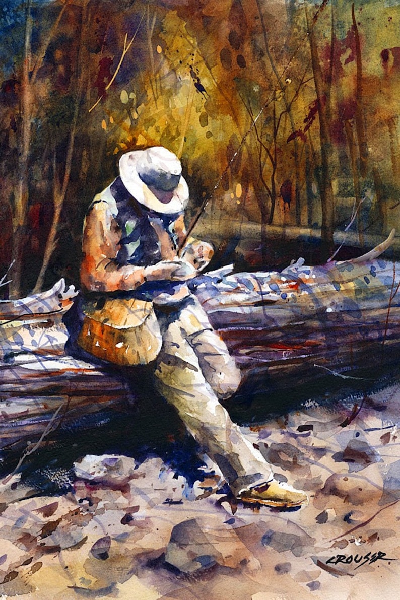 FISHERMAN Watercolor Fishing Print By Dean Crouser image 2