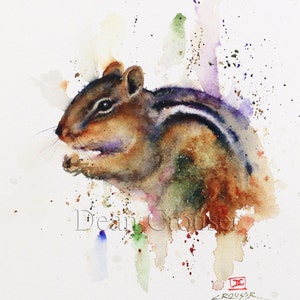 CHIPMUNK Watercolor Print by Dean Crouser