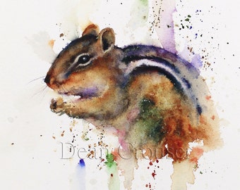 CHIPMUNK Watercolor Print by Dean Crouser