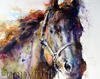 HORSE Watercolor Animal Art Print By Dean Crouser