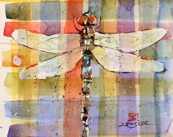 DRAGONFLY Watercolor Insect Print by Dean Crouser