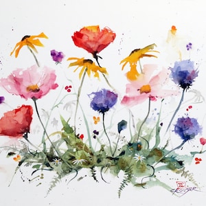 WILDFLOWERS Watercolor Floral Print by Dean Crouser