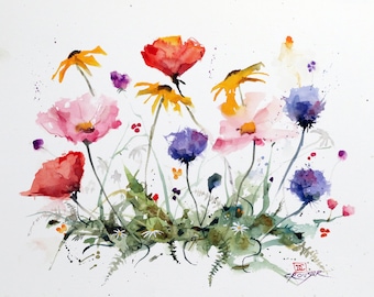 WILDFLOWERS Watercolor Floral Print by Dean Crouser