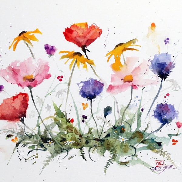 WILDFLOWERS Watercolor Floral Print by Dean Crouser