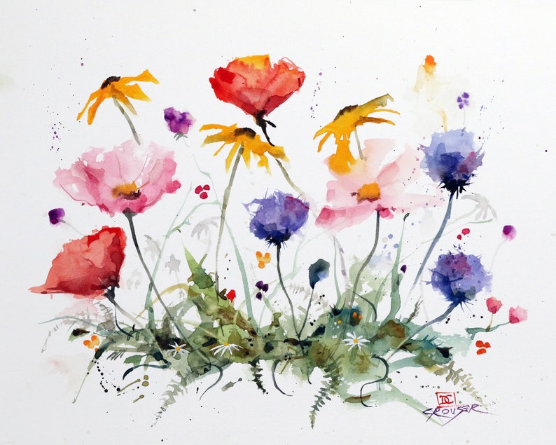 WILDFLOWERS Watercolor Floral Print by Dean Crouser image 1