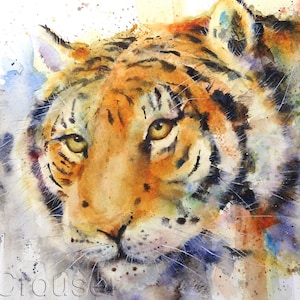 TIGER Watercolor Zoo Animal Print by Dean Crouser