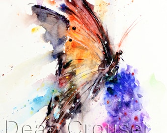 BUTTERFLY & FLOWER Watercolor Print by Dean Crouser