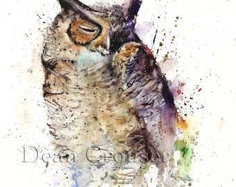 OWL Watercolor Print by Dean Crouser