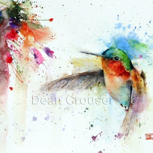 HUMMINGBIRD Watercolor Bird Art Print by Dean Crouser
