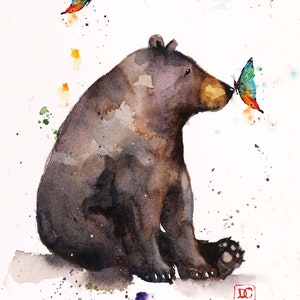BEAR & BUTTERFLY Blank Greeting Cards, Set of 8, Watercolor Bear Art by Dean Crouser