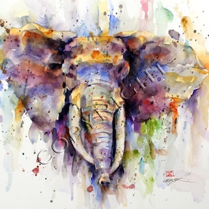 ELEPHANT Watercolor Animal Print by Dean Crouser image 1