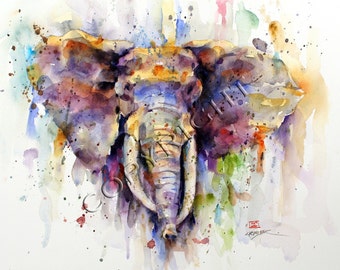 ELEPHANT Watercolor Animal Print by Dean Crouser