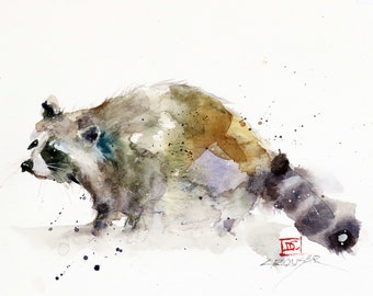 RACCOON Watercolor Wildlife Print by Dean Crouser