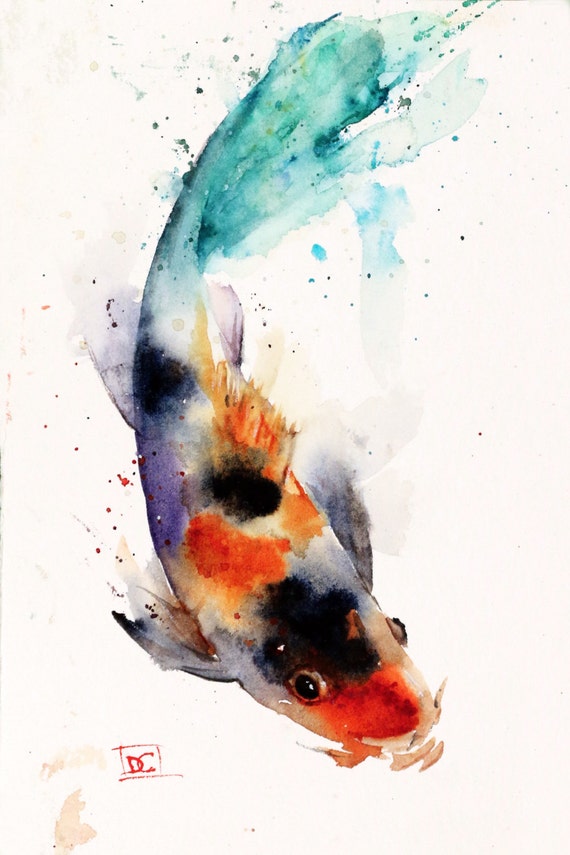 KOI Watercolor Fish Print, Koi Art, Koi Painting, by Dean Crouser