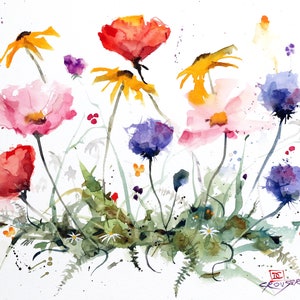 WILDFLOWERS Watercolor 5 x 7" Greeting Cards by Dean Crouser, Set of 8, Buy More and Save, Free Shipping!