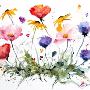 Cartes de voeux aquarelle 5 x 7 po. Fleurs sauvages par Dean Crouser, lot de 8, achetez plus et économisez, livraison gratuite !