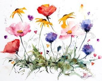 WILDFLOWERS Watercolor 5 x 7" Greeting Cards by Dean Crouser, Set of 8, Buy More and Save, Free Shipping!