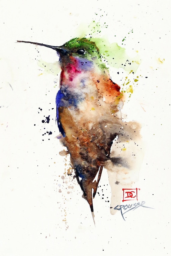 HUMMINGBIRD Watercolor Print by Dean Crouser Etsy