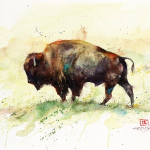 BUFFALO Watercolor Bison Print by Dean Crouser