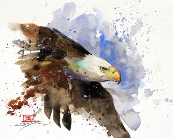 BALD EAGLE Watercolor Bird Print by Dean Crouser