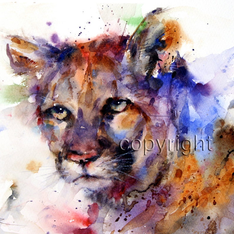 COUGAR Mountain Lion Watercolor Print by Dean Crouser image 2