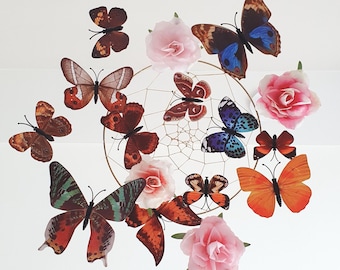 Colorful Butterfly Mobile, Baby Mobile Girl, Mobile for Nursery, Kinetic Butterfly Mobile, Flower Baby Mobile, Modern Butterfly, Boho Mobile