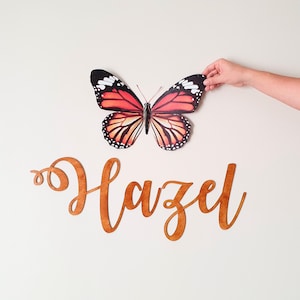 Butterfly Name Sign for Nursery, Butterfly Room Decor, Butterfly Wall Art, Name Wall Sign, Wooden Boho Decor, Butterfly Wall Decal