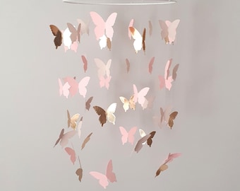 Móvil de mariposas, móvil de mariposas, decoración de habitación infantil con mariposas, lámpara de araña con mariposas, móvil bohemio, móvil bohemio para bebé, decoración de habitación infantil con mariposas