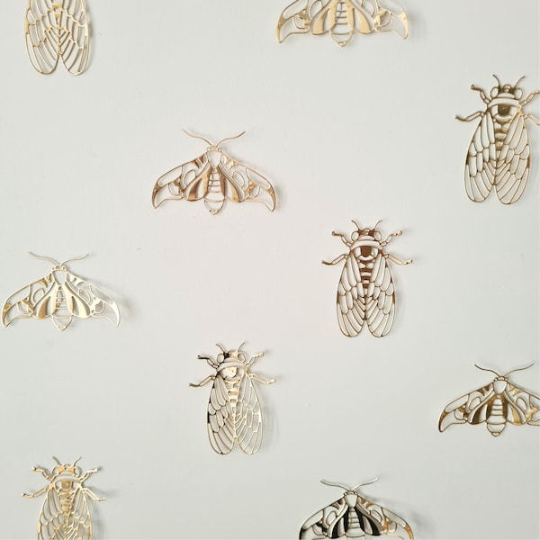 Moth Wall Decal, Moth Sticker, Moth Wall Art, Bug Decal, Gold Insect Decals, Moth Wall Decor, Nursery Stickers, Bug Wall Art, Kids Room Deco
