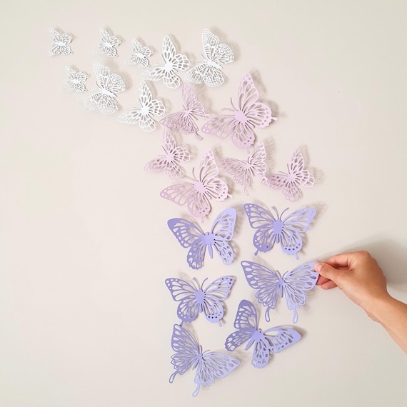 Butterfly Wall Decor, 3D Butterfly Wall Art, Purple Butterfly Wall Decals, Purple Wall Decor, Lavender Butterfly,  Butterfly Nursery Decor