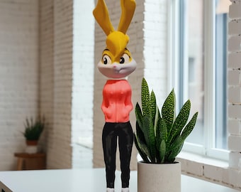 Customizable Lola Bunny Streetwear Figurine – 3D Printed Pop Culture Figure – Handmade Cartoon Decor – Original Geek Gift
