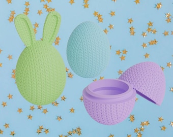 3D Knitted Easter Egg Container • Festive Decorative Craft Box • 3 Sizes & 14 Colors
