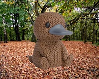 3D Knitted Platypus Figurine • Rare Handcrafted Sculpture • Original Gift • 3 Sizes & 14 Colors