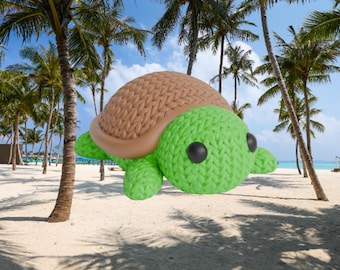 3D knitted turtle figurine • Handmade sculpture • Marine decoration • 3 sizes and 14 colors