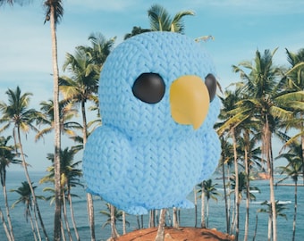 3D Knitted Parrot Figurine • Handcrafted Sculpture • Exotic Decor • 3 Sizes and 14 Colors