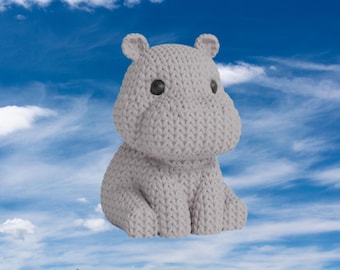 3D Knitted Hippopotamus Figurine • Cute Handmade Sculpture • Original Decor • 3 Sizes and 14 Colors