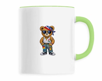 Street style bear embroidery effect mug – 330 ml