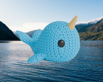 3D knitted narwhal figurine • Handmade marine decoration • Original gift • 3 sizes and 14 colors
