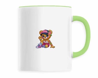 Cool girly bear embroidery effect mug – 330 ml