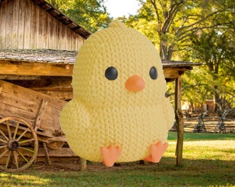 3D Knitted Chick Figurine • Handmade Sculpture • Cute Decor • 3 Sizes & 14 Colors