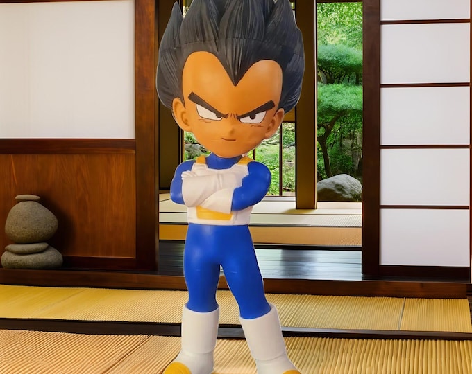 Featured listing image: Vegeta Statue 1.10 m – Giant Dragon Ball Figurine – Anime Decoration – Handmade 3D Print – Customizable