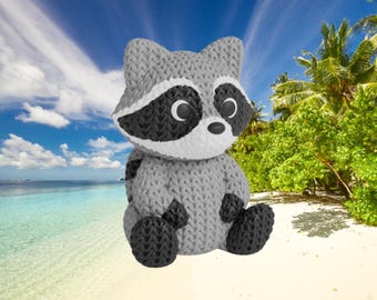 3D knitted raccoon figurine • Handmade decoration • Original gift • 3 sizes and 14 colors