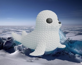 3D knitted seal figurine • Handmade sculpture • Marine decoration • 3 sizes and 14 colors