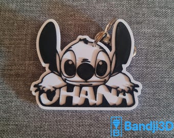 Personalized Stitch Style Keychain - First Name Engraved on Back
