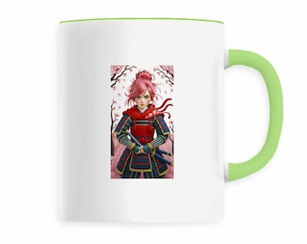 Samurai Sakura Embroidery Effect Mug – 330 ml